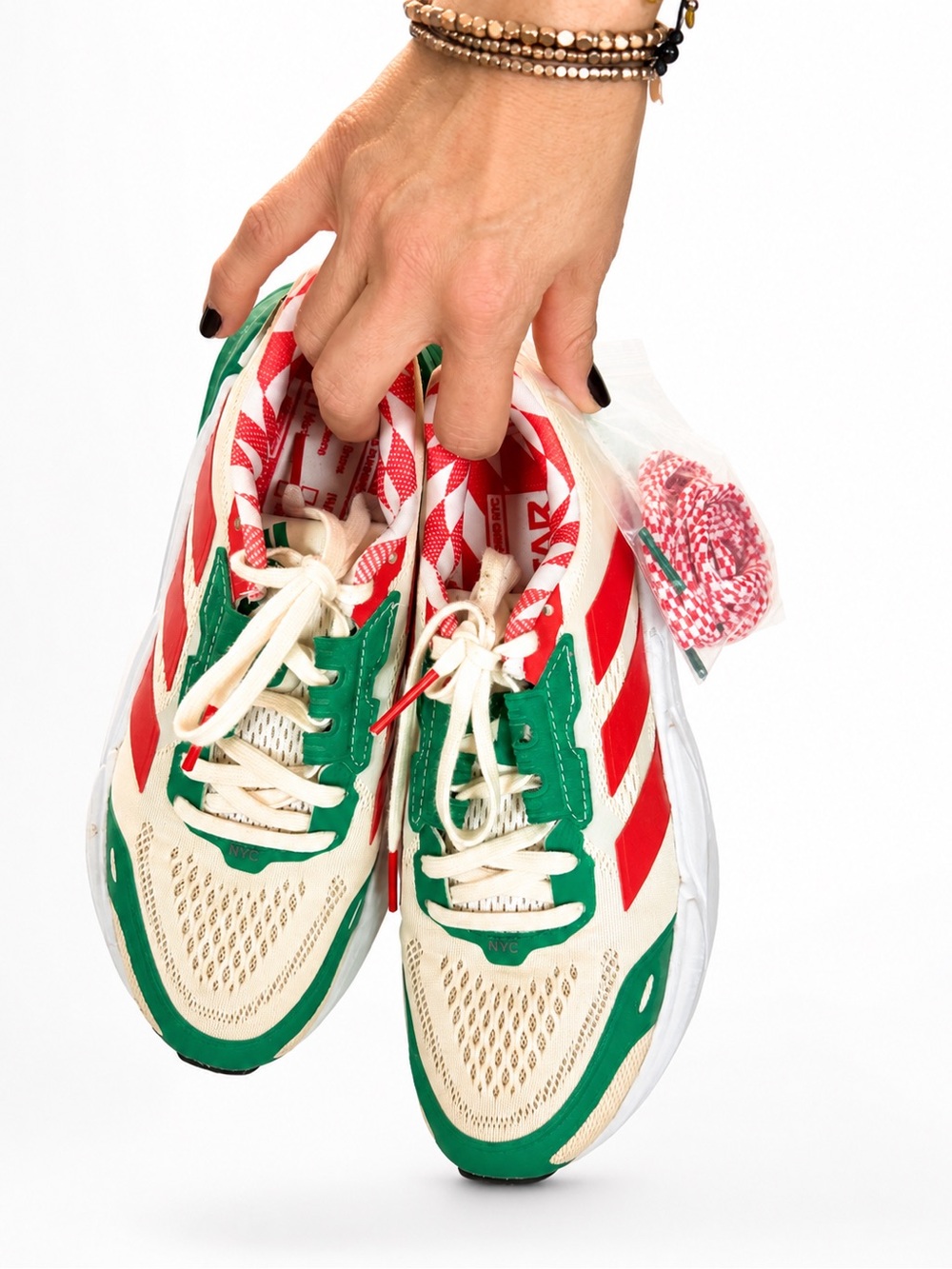 adidas Women's Cream Green Red Running Sneakers